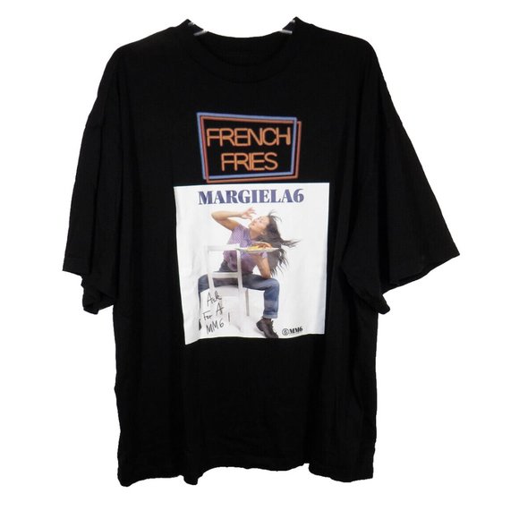 Maison Margiela MM6 French Fries Black Oversized Tee Men's Size Small - Picture 2 of 11